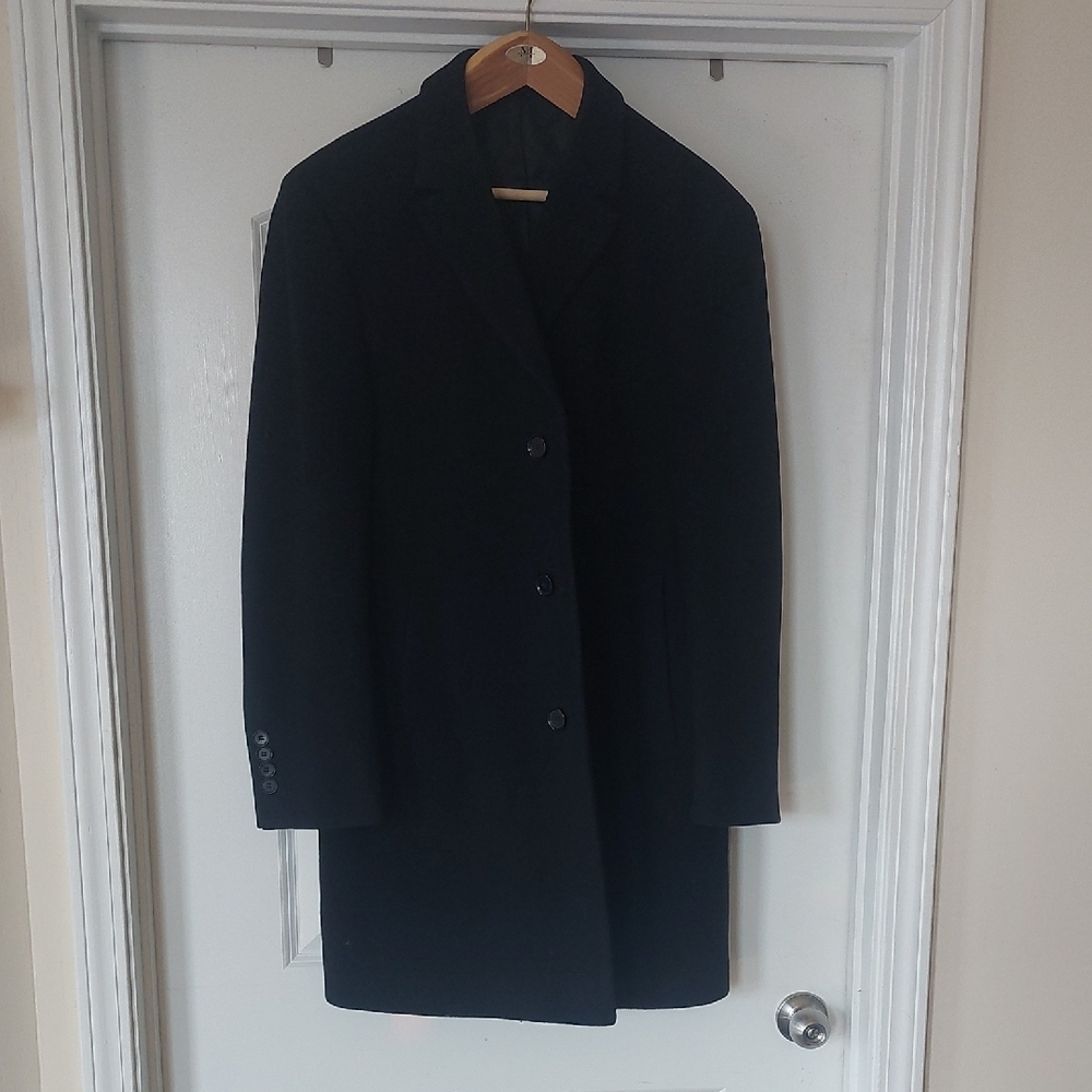 Calvin Klein 3/4 Length Black Wool & Cashmere Overcoat